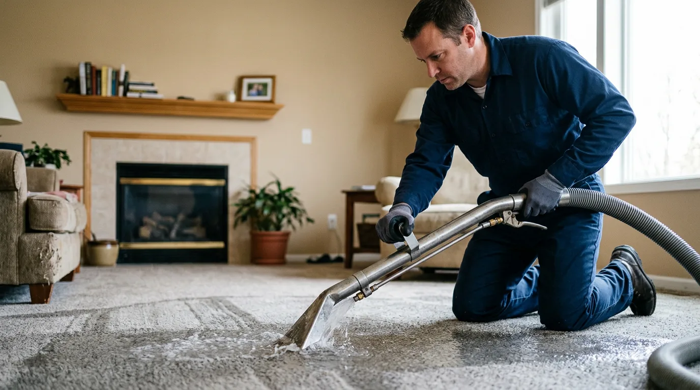 Water damage restoration technician working near Wells, MI
